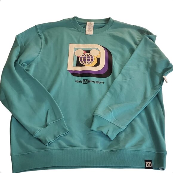 WDW Disney Parks Exclusive Retro "D" Teal Sweatshirt - Adult Size XL - NWT - Picture 3 of 4